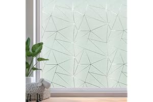 Beautysaid Window Film Privacy for Glass Windows, Frosted Window Film with Triangular Pattern, Anti-UV Static Cling without Glue for Home Bathroom Bedroom Office, 44.5 * 200 cm