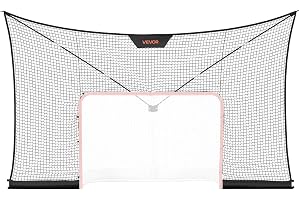 VEVOR Hockeynät, bakstopp, 3,7 x 2,1 m hållbart hockeymål, backstop-nät med utökad täckning, lätt och bärbar träningsutrustning för bakgården, enkel montering, för ungdomar och vuxna (endast NET)