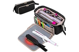 ‎FASROM Fasrom Reisebeutel für Haartools mit Hitzebeständigem Matten für Glätteisen, Lockenstab und Haarglätter, 2-in-1 Aufbewahrungstasche für Haartrockner, Schwarz (Patentiertes Design)