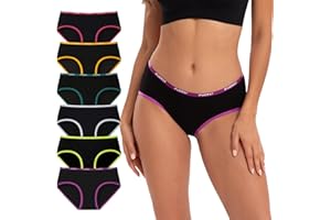 INNERSY Bielizna damska, wygodne majtki bawełniane, wielopak, oddychające majtki, 6 sztuk