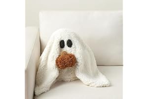 Pacienjo 2023 Gus The Ghost with Pumpkin Pillow, 3D Form Halloween Geist Kissen für Fans, Kissen Füllung Geist für Kinder und Erwachsene, große Halloween-Dekoration