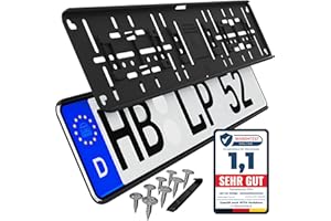 L & P CAR DESIGN Kennzeichenhalter Rahmenlos Keine sichtbaren Befestigungspunkte Nummernschildhalterung Auto schwarz Kennzeichenhalterung Nummernschildhalter Kfz Kennzeichen Halterung 2 Stück