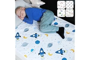 ‎HYGGE SUPPLIES Waterproof Bed Pad for Children, Suitable for Single, Children's and Baby Beds, Breathable, Washable Mattress Topper for Inserting Side Incontinence, Mattress Protector, Space