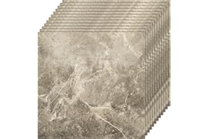 GREENSAPPIRE 40PCS Self-Adhesive Floor Tiles, 30x30cm Peel and Stick Marble Effect Vinyl Flooring – Waterproof Stick-On Tiles for Bathroom, Kitchen, Living Room, and Bedroom (40, Grey Marble)