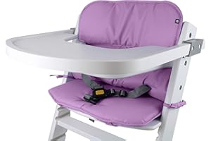Tinydo® Universal Hochstuhl-Sitzkissen optimal für Timba Safety 1st. und alle gängigen Treppenhochstühle - 2teilg. Set mit Memory-Schaum Sitzverkleinerer-Auflage für Babystühle rutschfest (Violett)