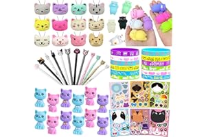 Moltby Bomboniere Gatti per Bambini - 72 Pezzi Articoli per Feste di Compleanno a Tema Gatti, Set di Cancelleria per Gatti per Feste di Compleanno a Tema Animali Domestici