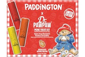 DR. PAWPAW ORIGINAL BALM Dr.PAWPAW x Paddington Picnic Treats Set (3 x 4g), Lip Balm Set with Original Balm Stick, Orange Marmalade & Strawberry Jam Lip Balms, Hydrating, Nourishing Makeup, Vegan Lip Care