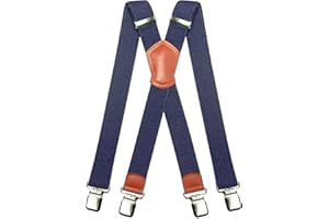 JEMYGINS Bretelles pour homme de 3,8 cm de large, avec 4 clips en métal solides, taille unique, réglables et élastiques, style X pour hommes et femmes