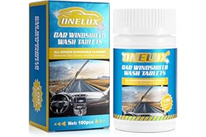 TIOUEO 100pcs Car Windshield Wash Tablets，Superior Visibility for Windshield, Rubber, Metal,Plastic,Window Glass and Painted Surface