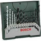 Bosch 15-Piece Mini-X-Line Twist Drill Bit Set (for Wood, Masonry and Metal, Accessories Drills)