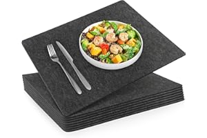 ‎SOSMAR SOSMAR 8 Stück Platzsets Filz Untersetzer 44x32cm - Tischsets Abwaschbar aus 3mm starkem Filz - Platzdeckchen Grau für Esstisch Tischunterlagen (8 Stück/Anthrazit)