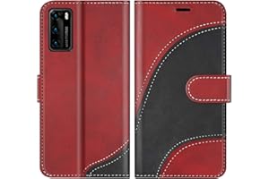 BoxTii Funda para Huawei P40, Funda de PU Cuero para Huawei P40, Magnético Carcasa Libro con Ranuras para Tarjetas, Rojo