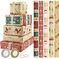 Pack De 5 Rouleaux De Papier Cadeau De Noël – 43x300 Cm – Motifs Festifs Pour Anniversaires Et Fêtes - 2