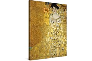 PICANOVA – Photo sur Toile Gustav Klimt Portrait d'Adele Bloch-Bauer 60x80cm – Impression sur Toile Haut de Gamme – Image sur Toile pour Décoration Murale Moderne
