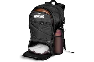 Spalding Basketball Rucksack - Sporttasche Schwarz mit Ball- und Schuhfach - Basketball Zubehörtasche