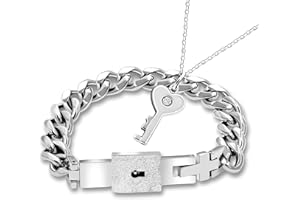 Uloveido Stainless Steel Key Necklace and Lock Bracelet for Men Women Y1481