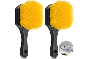 CroBlissful 2 Pcs Bird Bath Brush Hard Bristle Stiff Bristle Cleaning Brush with Plastic Handle Utility Scrub for Bird Feeder Bath Accessories Fountain Outdoor Cleaning (Yellow)