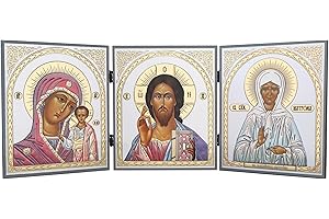NKlaus - GM von Kazan & Jesus Christus & Heilige Matrona - Triptychon - 18x46cm - christliche 15913