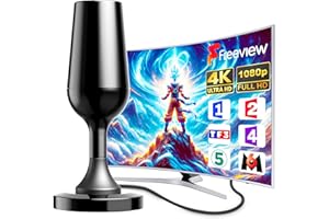 DTB TECH Antenne TV Intérieure Puissante TNT HD, Puissante Antenne TV Intérieur Réception Longue Portée et à 360° - avec Base Magnétique Forte, Compatible avec TV Portable 4K 1080P et Tous Les TV