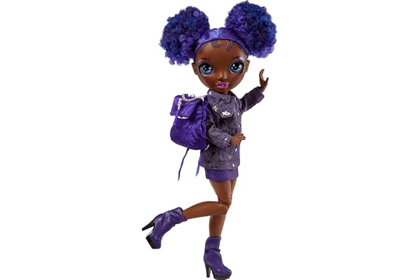 RAINBOW HIGH 582984 Junior High - Krystal Bailey - Poupée Mannequin Arc-en-Ciel de 23 cm avec 1 Tenue et Accessoires Dont 1 Sac à Dos en Tissu Qui s’ouvre/se Ferme - 6 Ans +, Violet