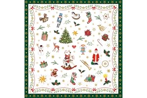 ‎AMBIENTE 20 Servietten Weihnachten Kleine Weihnachtssymbole grün als Tischdeko. Papierservietten mit Motiv. Auch für Decoupage und Serviettentechnik 33x33cm