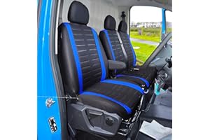 BAAZ Van Seat Covers, Universal Fit Most Trucks Vans Lorry Front Seat Covers, Single & Double Car Seat Covers for Single Driver and Double Passenger Seat 2+1 seat Covers, 3D Stripe Print (Blue)