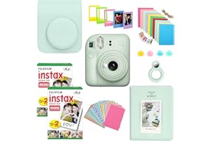 CLIKOZE Fujifilm Instant Camera Bundle with Mini 12 Mint Green Camera, 40 Shot Film, Case, Album, Stickers, Filters and Accessories