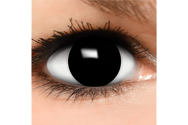 FUNZERA Lentilles Halloween Noir, Tattoos Halloween inclus, Lentilles à Motif Doux pour Déguisement, sans correction, 2pcs 1 paire - Déguisement en Sorcière