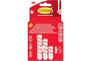 Command Zdejmowany klej 17200-16-EU-VP, 8 małych + 4 średnie + 4 duże paski, Value Pack, biały, różne