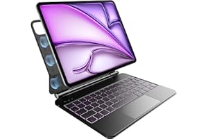 pankeybd Tastiera per iPad Air 13 pollici (M3 2025 e M2 2024) e iPad Pro 12,9 pollici 6ª, 5ª, 4ª, 3ª generazione, retroilluminazione a 7 colori, trackpad multi-touch, design magnetico fluttuante,Nero