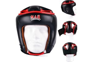 MAR INTERNATIONAL MAR | Headguard for Kickboxing, Thai Boxing & MMA Training, Rex Leather Material Head Guard for Face and Ear Protection, Anti-Slip Waterproof Leather Inside, Muay Thai & Taekwondo, Protective Helmet