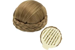 IMISSU Pleciony Kok Pączek do włosów tancerza Treski Chrupki Peruka z pazurami z kok updo na wesele (M4 Mieszać Miedź)