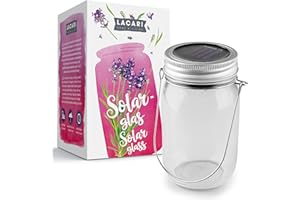 LACARI HOME & LIVING Lanterne Solari da Esterno | Lampada Solare 450ml | Lacari ORIGINALE Lanterne da Esterno | Lampade Solari Barattolo di Vetro | Illuminazione outdoor | 4 LED bianco caldo | Nuova Gen. 2023