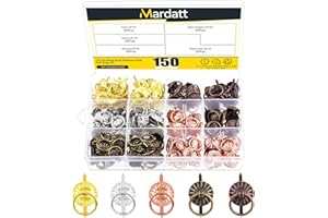 Mardatt 150Pcs Metal Brad Fasteners with Pull Rings Assortment Set 5 Color Mini Antique Paper Fasteners Brads Drawer Handle for Jewelry Box Scrapbooking Chest Drawer Cabinet Art DIY Crafts Decorative