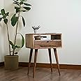 Ultimate Premium Products Mid Century Nightstand with Drawer | Walnut Bedside Table with Shelf | Nightstand Organizer | Unique Style Handmade Bedroom Furniture