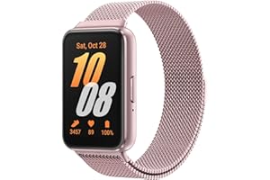 Astorgos Metal Strap Compatible with Samsung Galaxy Fit 3, Stainless Steel Mesh Loop Adjustable Magnetic Clasp Watch Band Replacement Wristband for Women Men