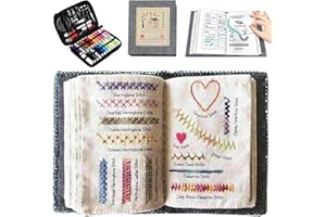 GENERISCH Embroidery Stitch Sampler Book Kit, kit da ricamo per libro e wewing kit con motivi e strumenti, set di libri fai da te ad alta densità con tutorial per principianti/appassionati (1 pezzo)