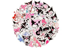 CHUKUA 100Pcs Sanrio Stickers Kuromi, Cute Personalised My Melody Stickers, Kawaii Stickers for Kids Party Bags Filler, Waterproof Vinyl Stickers for Laptop, Skateboard, Scrapbooking, Bedrooms