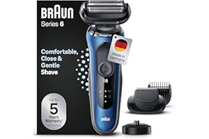 ‎BRAUN Braun Series 6 Elektrorasierer mit EasyClick Barttrimmer Aufsatz, SensoFlex Rasierer Herren Elektrisch, Ladestation, Wet & Dry, Geschenk Mann, Made in Germany, 61-B4500cs, blau