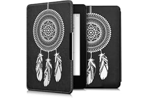kwmobile Etui kompatybilne z Amazon Kindle Paperwhite – etui ochronne ze sztucznej skóry do czytnika e-booków (do modeli do 2017) – łapacz snów mandala biało-czarne