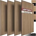 tectake® Lot de 4 panneaux acoustiques muraux et pour plafond, en Bois MDF, 120 x 60 x 2,1 cm par panneau mural decoratif pour isolation phonique Chambre, Bureau, Studio de musique Decoration murale