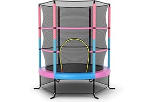 ‎LIFEZEAL LIFEZEAL Trampolin Ø 165 cm mit Sicherheitsnetz, Mini-Trampoline Indoor, Gartentrampolin für Training & Unterhaltung, Kindertrampolin für Kinder von 3-6 Jahren
