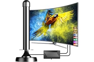DGUPSP Antenna TV Interna Digitale,Antenne Potente Ricezione a Lunga Distanza, Base Magnetica per TV Portatili, Supporto 4K 1080p VHF UHF DVB-T/DVB-T2-All TVs