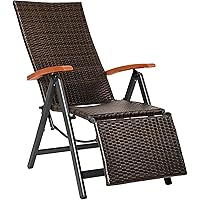 TecTake 800720 Aluminium Poly Rattan Relaxsessel mit Fußablage, klappbar & verstellbar, für Garten, Balkon & Terrasse…