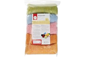 Rayher Hobby Rayher Filzwolle, reine Schurwolle, Vlies, Sommermix Pastelltöne, meliert, Set 5 Farben à 20 g, Filzwolle 100 g, 100% Wolle zum Filzen, Märchenwolle, 5364400
