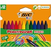 BIC Plastidecor Small Pencil Case with 12 Waxes, One Size, Multi-Colour