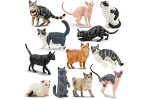 EYSCOTA Cat Toys Figurine Set, 12PCSRealistic Cat Cake Toppers Kitten Toys, Christmas Birthday Gift for Kids 3-5 Toddlers