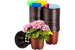 CNNIK 100 Pcs Pot de Fleur Plastique 10cm Godets pour Semis Godet de Rempotage Godet Semis Pot Semis Plastique Potager Pot Plante et 100 Pcs Plantes Tags pour Jardin Interieur Extérieure