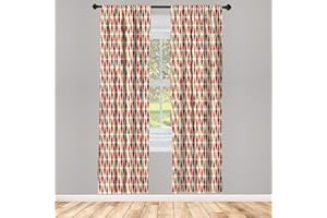 ABAKUHAUS Geométrico Juego de 2 Paños Cortinas, Estilo 70s Retro, Tratamiento de Ventana para Habitación y Dormitorio, 150 cm x 175 cm, Multicolor