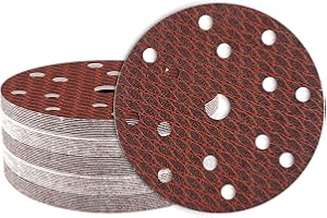 GEOGIEEW Dischi Abrasivi 150mm, 15 Fori Grana 40/80/120/180/320 Carta Abrasiva Legno Metallo, Universale per Levigatrice Orbitale (50Pz)